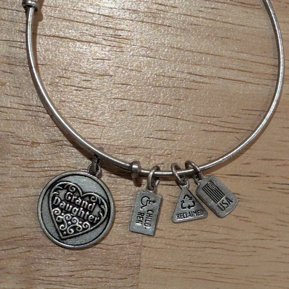 Alex and Ani Silver Tone Granddaughter Adjustable Bangle Bracelet